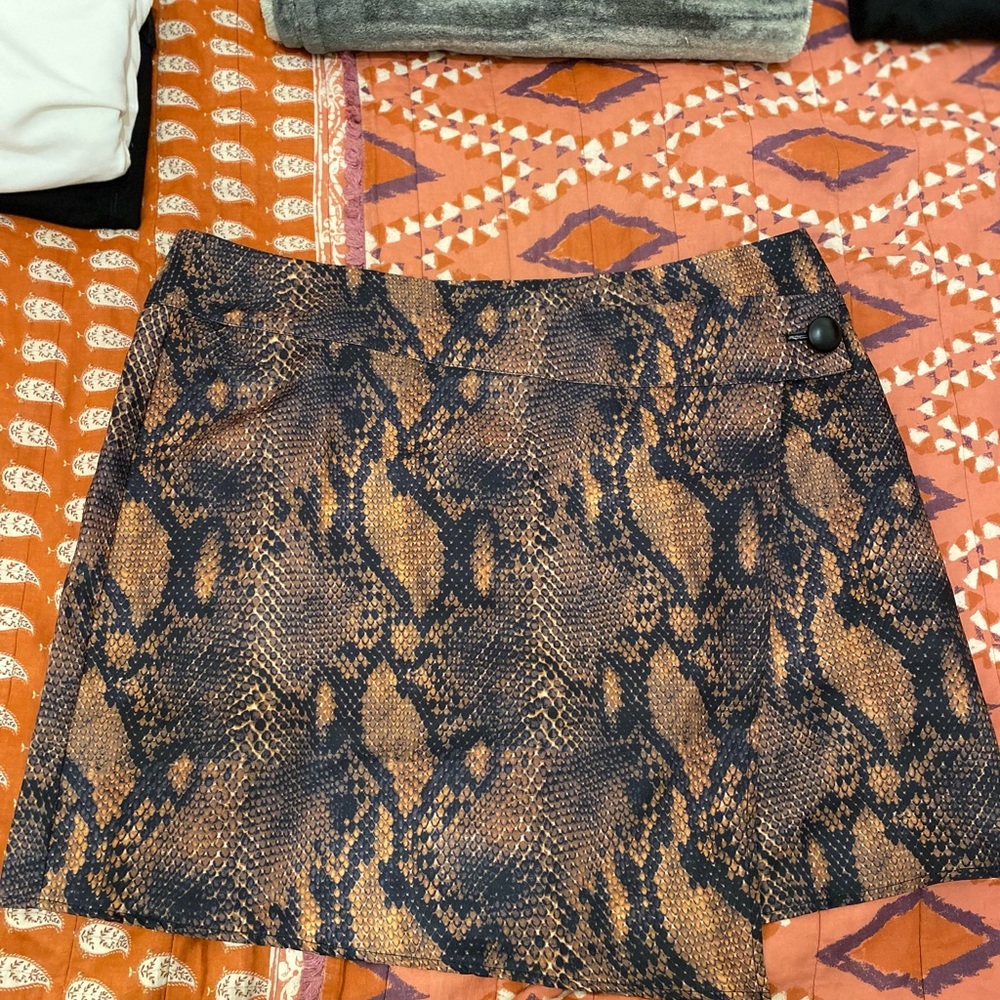 Snake Print Wrap Mini Skirt NWT